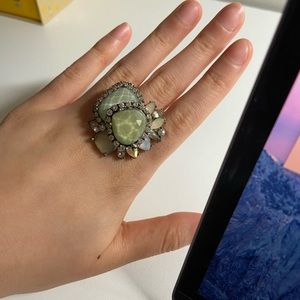 Green artificial emerald ring